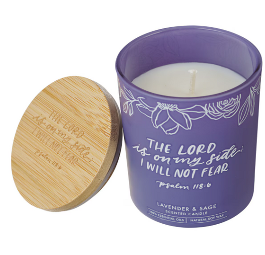 I Will Not Fear Lavender and Sage Candle in a Glass Jar - Psalm 118:6 - Shoppe3130