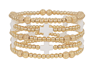 Stack of Faith Beaded Cross Bracelet Water Resistant - Shoppe3130