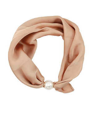 Accented Pearl Scarf Choker Scarf - Shoppe3130