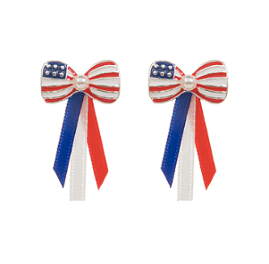 USA Flag Color Bow & Tail Earrings - Shoppe3130