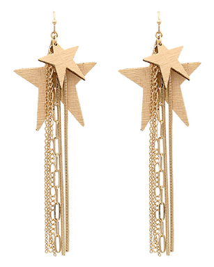 Star & Multi Chain Fringe Earrings - Shoppe3130