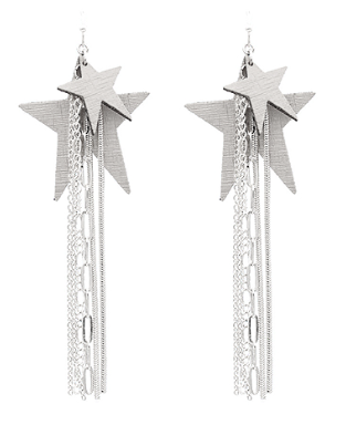 Star & Multi Chain Fringe Earrings - Shoppe3130