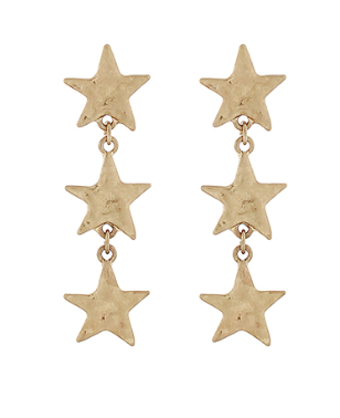 Hammered Star 3 Drop Earrings - Shoppe3130