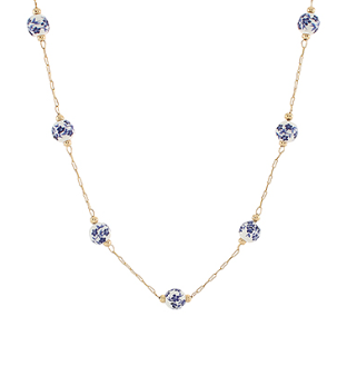Flower Printed Ball Station Necklace - Shoppe3130