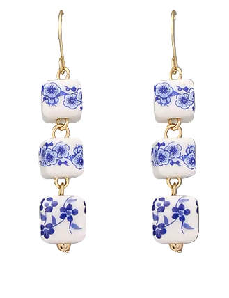 Chinoiserie Square Drop Earring