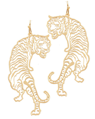 Brass Tiger Filigree Earrings