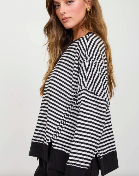 In For the Win Striped Black Top Shirt