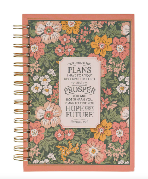 Hope and a Future Pink Vintage Bloom Spiral Journal - Jeremiah 29:11