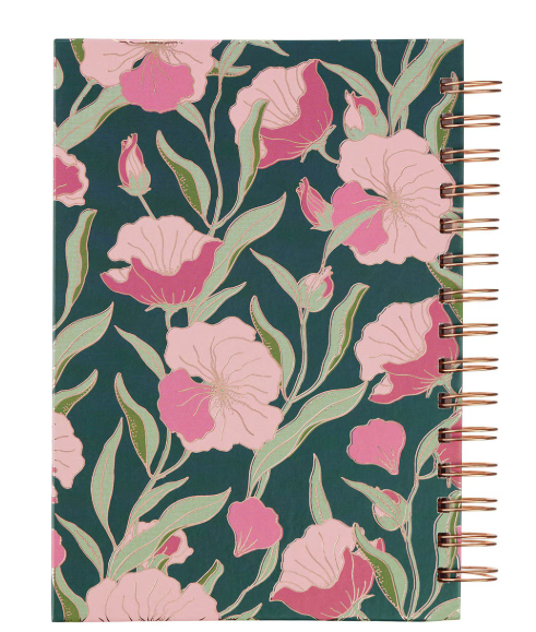 Strength and Dignity Deep Teal Floral Spiral Journal - Proverbs 31:25