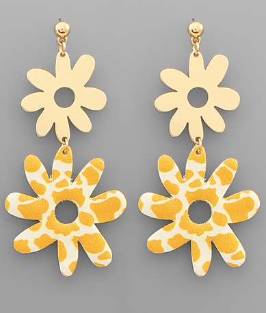 Double Flower Dangle Earrings