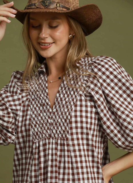 Chocolate Gingham Midi Dress