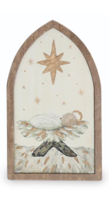 Cream and Gold Holy Family Shelf Sitter