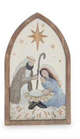 Cream and Gold Holy Family Shelf Sitter