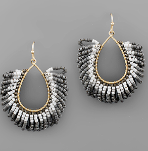 Teardrop Fringe Seed Bead Earrings