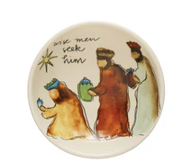 3-1/2" Round Stoneware Dish w/ Christmas Saying & Image Choose from 4 Styles