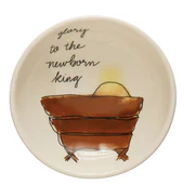 3-1/2" Round Stoneware Dish w/ Christmas Saying & Image Choose from 4 Styles