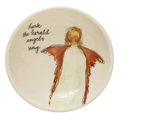 3-1/2" Round Stoneware Dish w/ Christmas Saying & Image Choose from 4 Styles