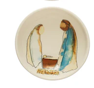 3-1/2" Round Stoneware Dish w/ Christmas Saying & Image Choose from 4 Styles