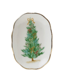 Stoneware Scalloped Dish with Gold Electroplating