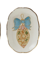 Stoneware Scalloped Dish with Gold Electroplating