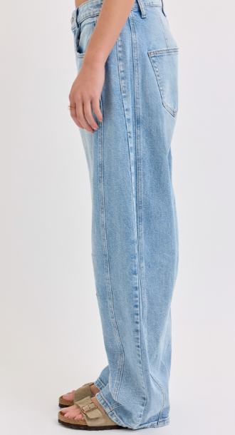 Cello Mid Waisted Barrel Leg Jeans With Long Inseam