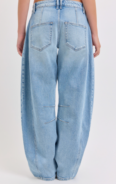 Cello Mid Waisted Barrel Leg Jeans With Long Inseam