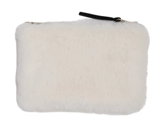 Faux Fur Fabric Zip Pouch With Interior Lining