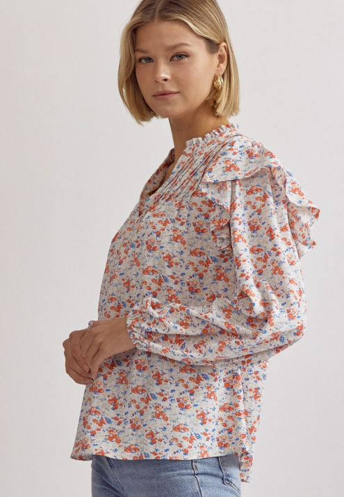 From Here On Out Floral V Neck Top