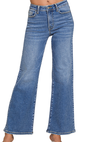 Blue Skies Wide-Leg Jeans in Medium Wash - Shoppe3130