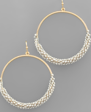 Freya Half Beaded Hoop Earrings - Shoppe3130