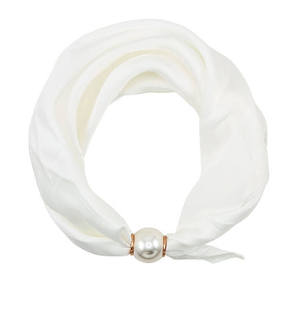 Accented Pearl Scarf Choker Scarf - Shoppe3130