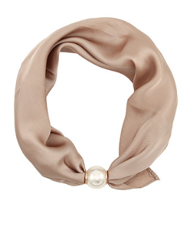Accented Pearl Scarf Choker Scarf - Shoppe3130