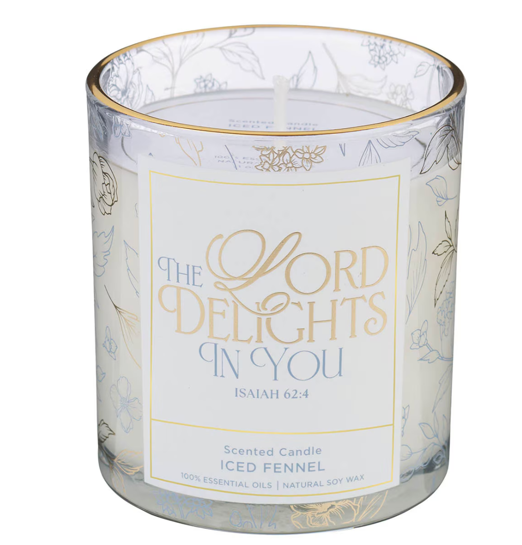 Glass Candle The Lord Delights In You - Shoppe3130