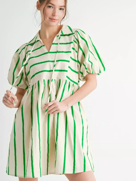 Green Sadie Stripe Pocket Dress