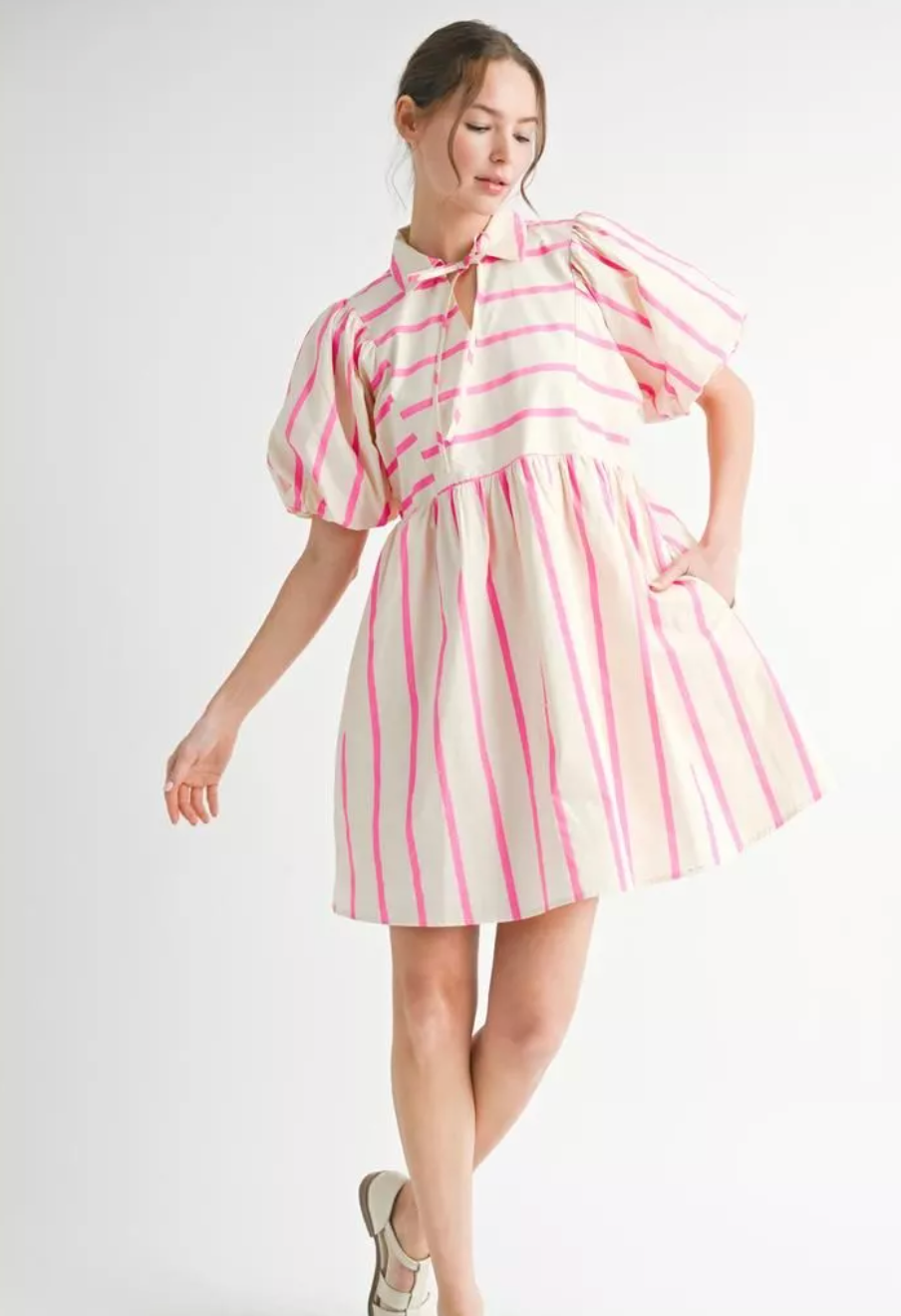 Pink Sadie Stripe Pocket Dress - Shoppe3130