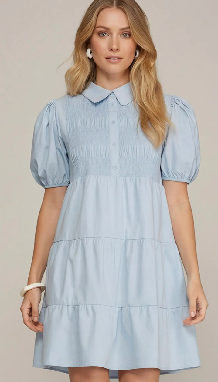 By The Bay Blue Tied Mini Dress - Shoppe3130