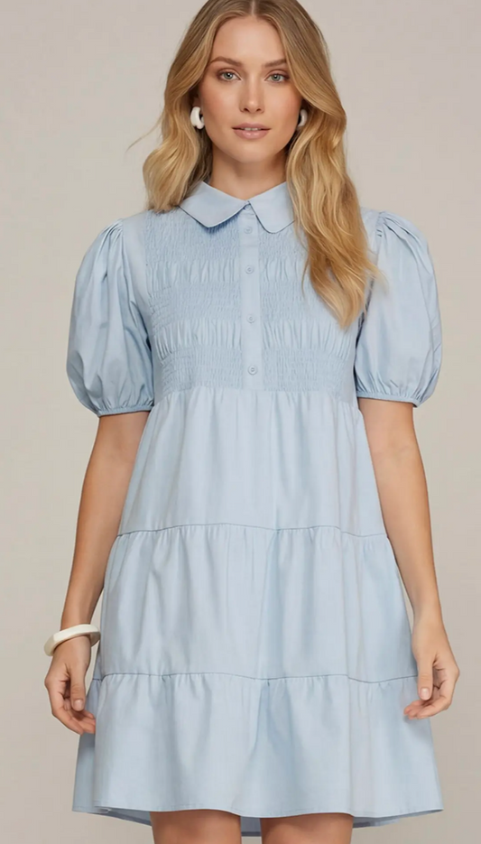 By The Bay Blue Tied Mini Dress - Shoppe3130