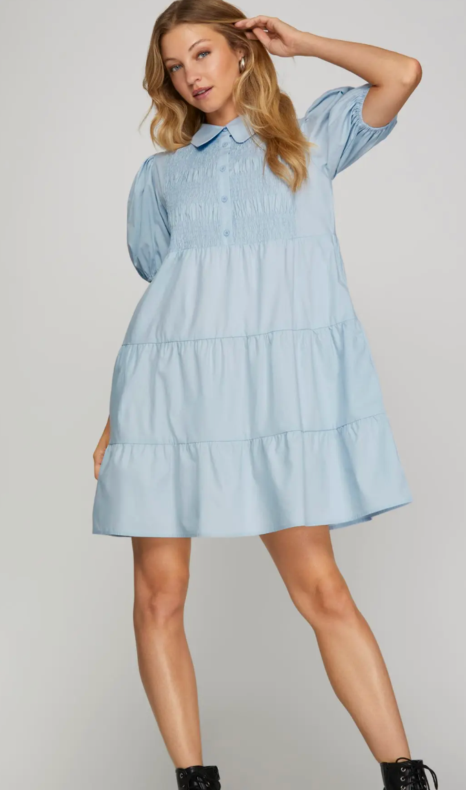 By The Bay Blue Tied Mini Dress - Shoppe3130