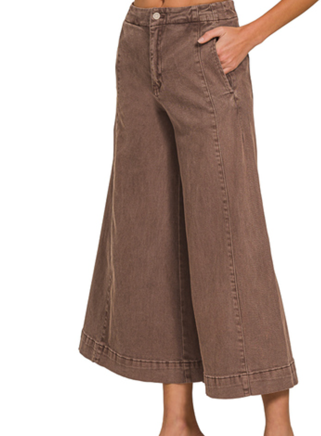 Mahogany High Rise Cropped Gaucho Denim