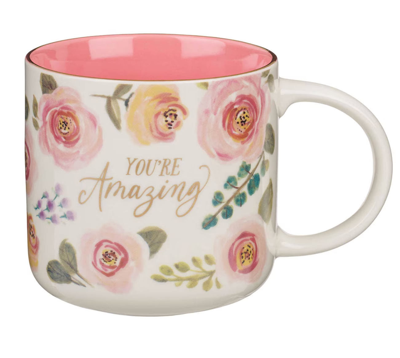 You’re Amazing Pink Floral Ceramic Coffee Mug
