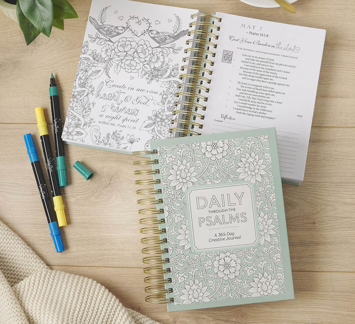 Daily Through the Psalms: A 365-Day Spiral-bound Creative Journal