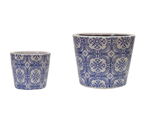 Blue Terra-cotta Planters 2 Sizes to Choose From