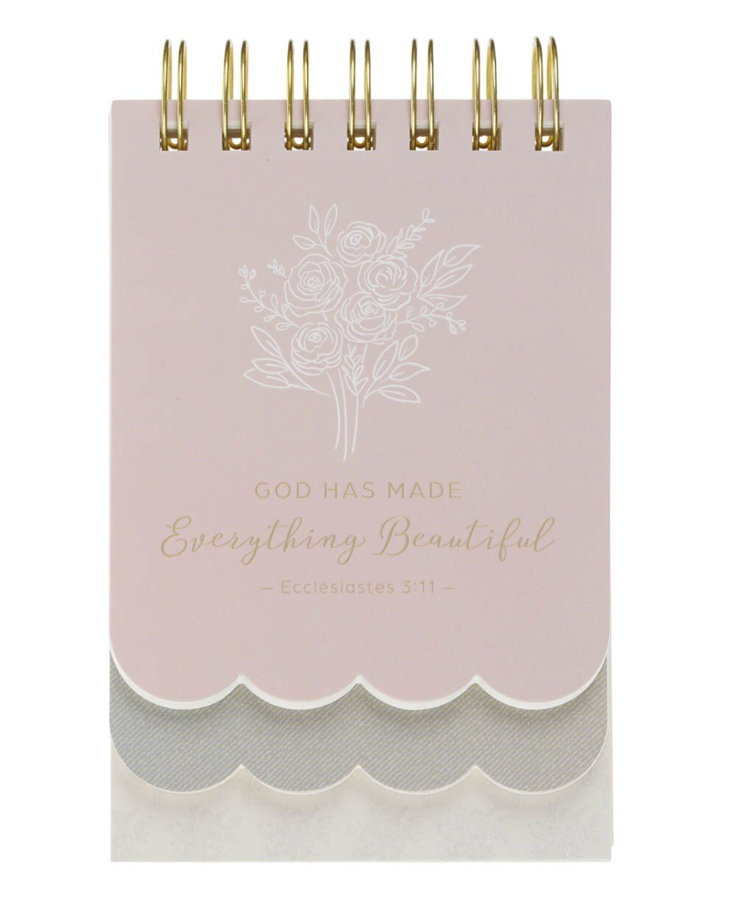 Everything Beautiful Blush Taupe Floral Tiered Spiral Notepad - Ecclesiastes 3:11