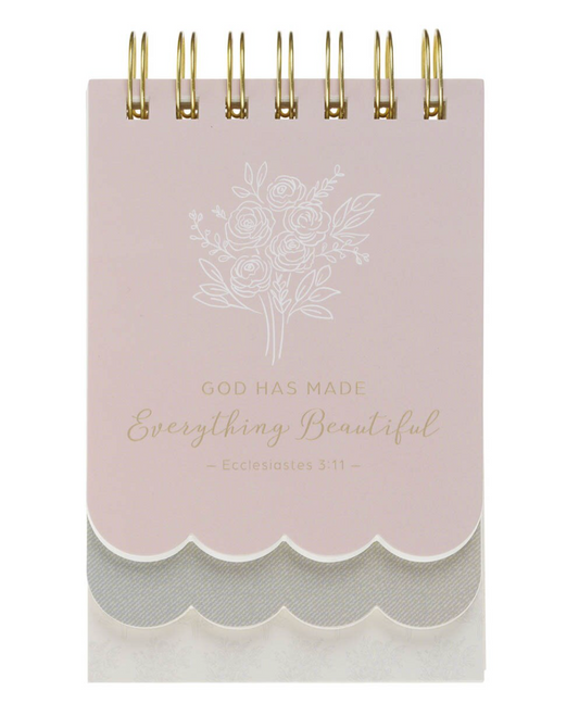 Everything Beautiful Blush Taupe Floral Tiered Spiral Notepad - Ecclesiastes 3:11