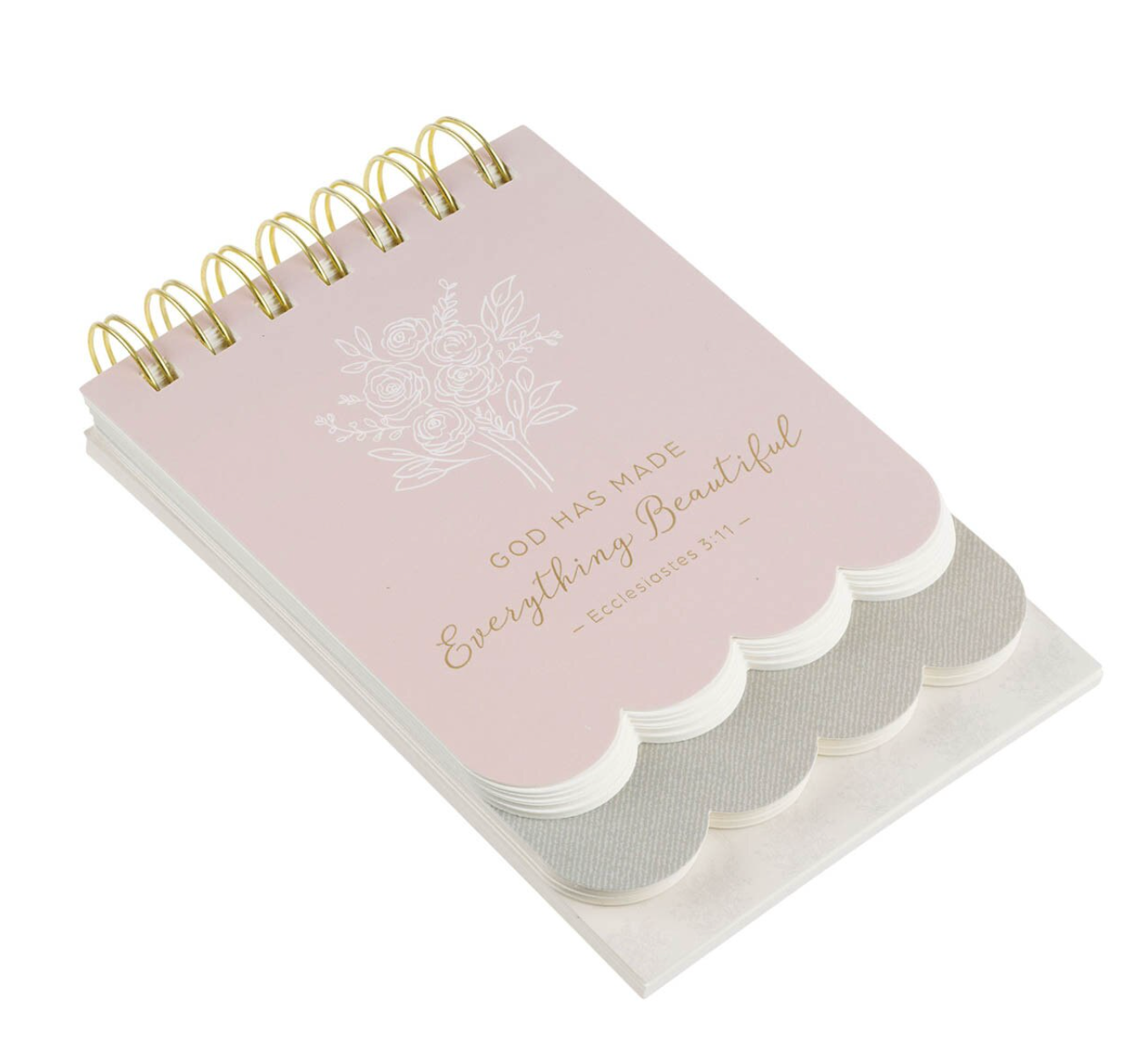 Everything Beautiful Blush Taupe Floral Tiered Spiral Notepad - Ecclesiastes 3:11