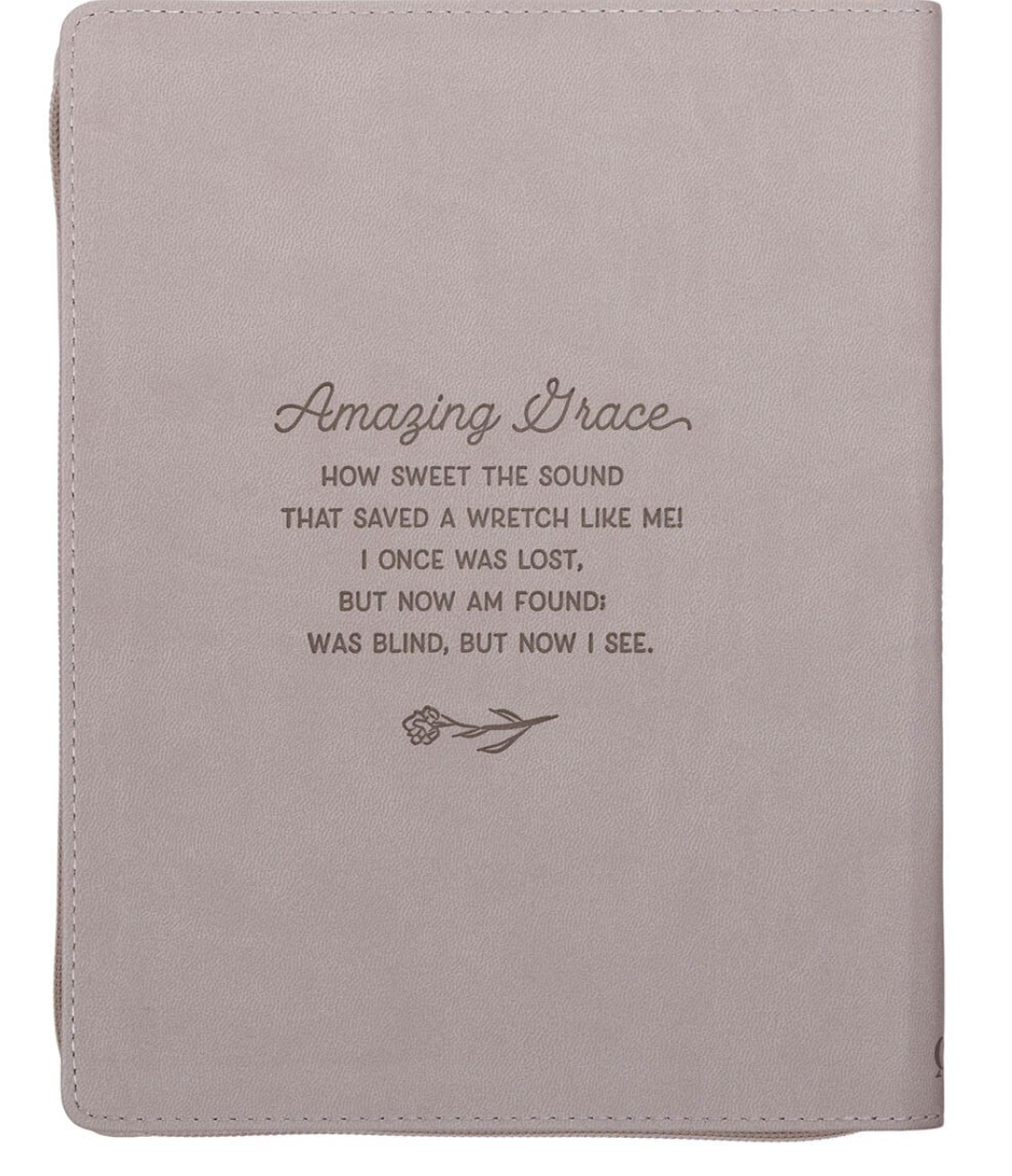2027 Amazing Grace Large Zippered Taupe Faux Leather 18-Month Planner for Women