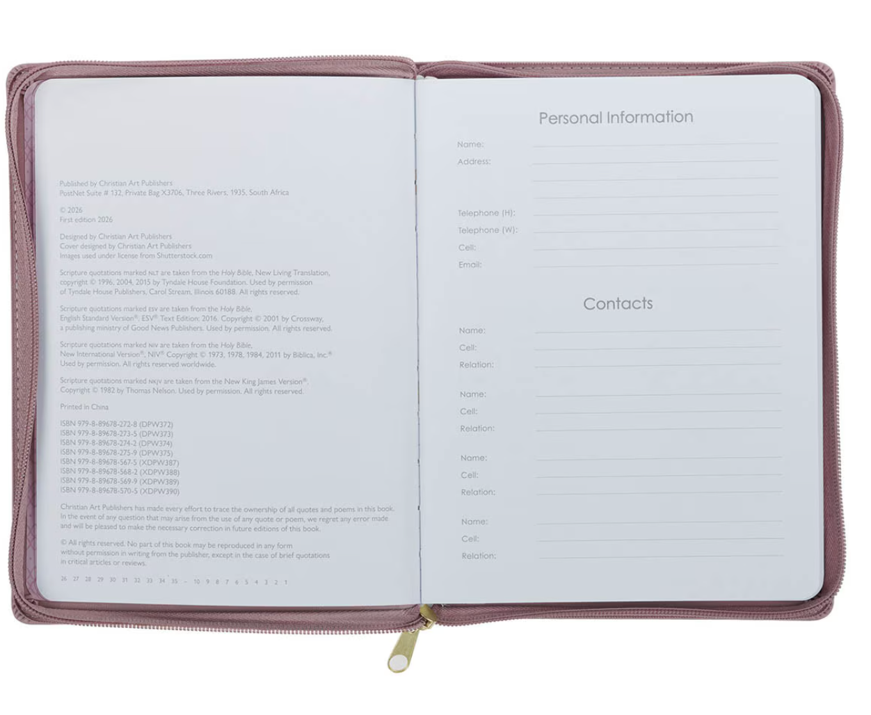 2027 Plans Large Zippered Dusty Mauve Faux Leather 18-Month Planner for Women - Jeremiah 29:11