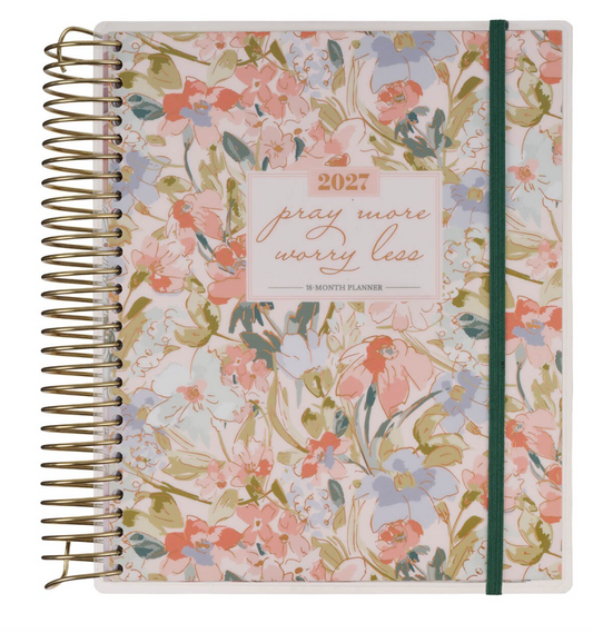 2027 Pray More Worry Less 18-Month Spiral Planner w Closure