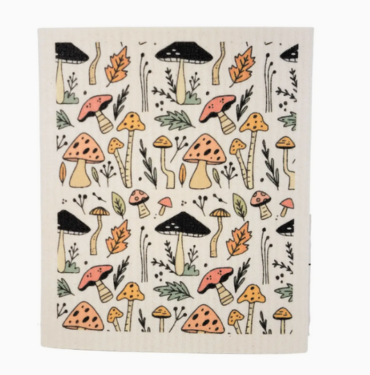 Mushroom Garden Swedish Dishcloth