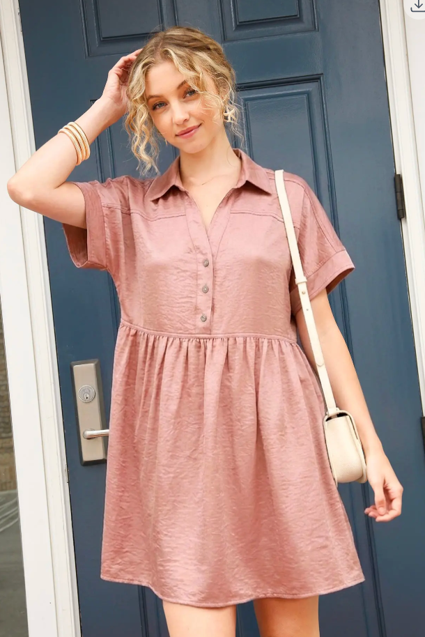 Mauve Monday Washed Satin Dress